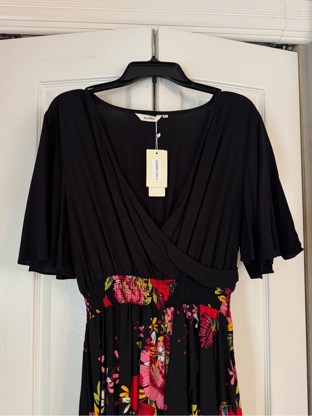 Women’s Short Sleeve Floral Maxi High Low V-Neck Flowy Dress, size XL NWT - Picture 8 of 16